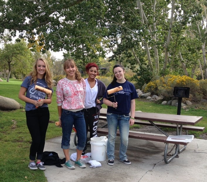 volunteers painting